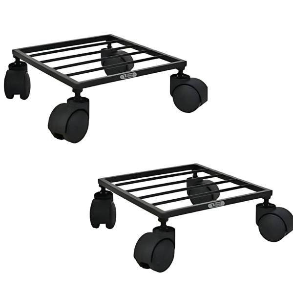 Decorustique Heavy-Duty Plant Stand with Wheels | 360° Rotating Metal Plant Trolley
