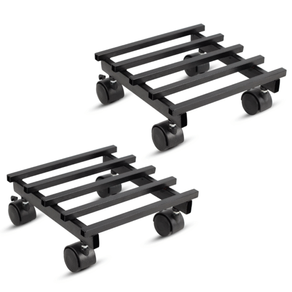 Decorustique Square Metal Plant Caddy with Wheels | Heavy-Duty Rolling Stand