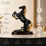 Black Gold Rearing Horse Statue