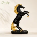 Black Gold Rearing Horse Statue