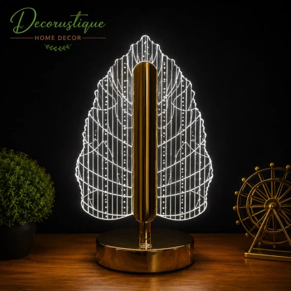 Elegant LED Table Lamp with Leaf Design Shade