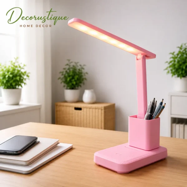 Rechargeable LED Desk Lamp with Pen Stand & Foldable Study Light