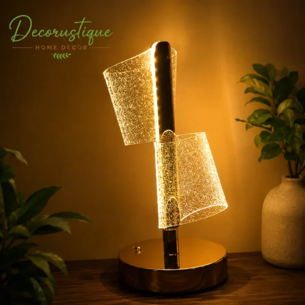 Modern Luxury Crystal LED Double Shade Table Lamp
