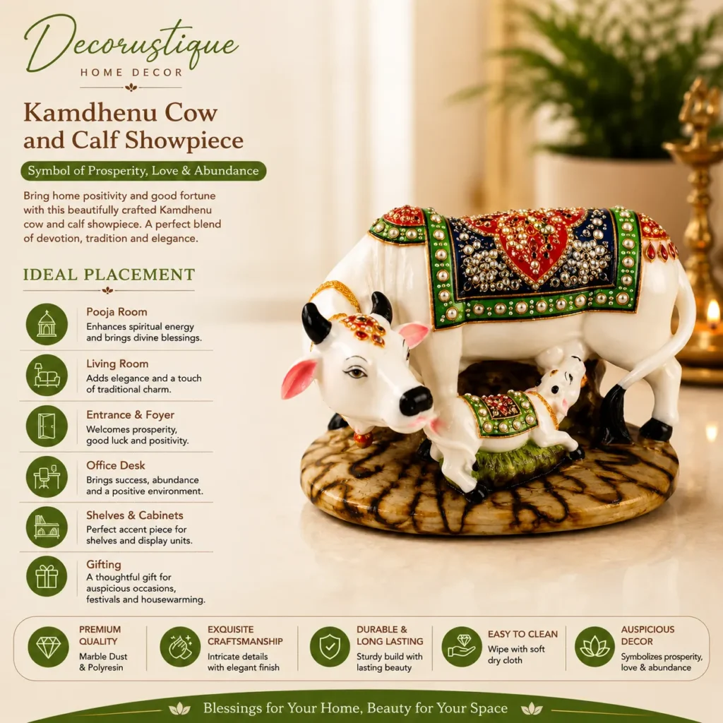 kamdhenu cow and calf idol