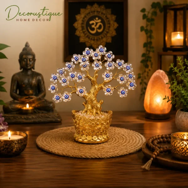 Luxury Evil Eye Bonsai Crystal Tree – Decorative Tabletop Showpiece