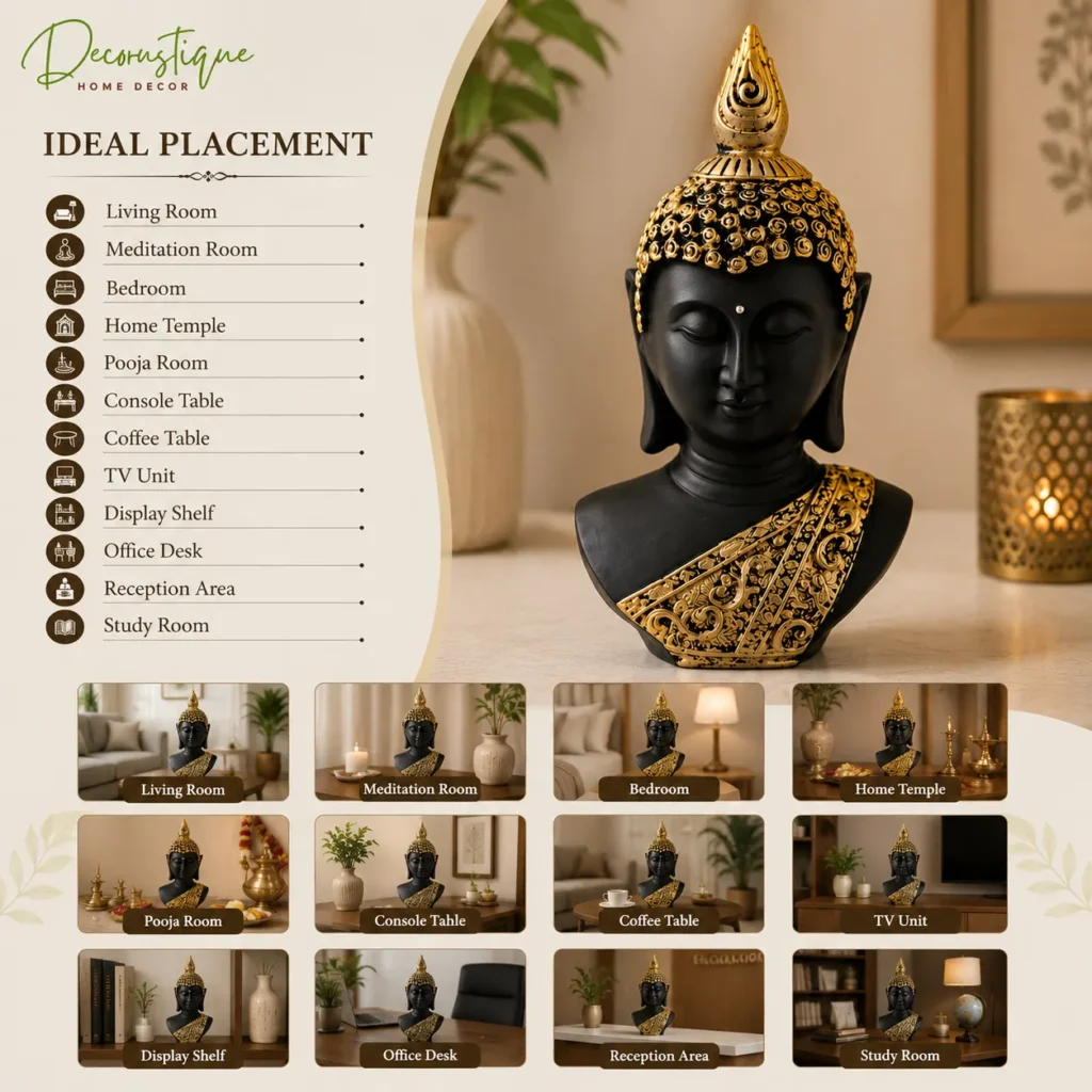 Add serene sophistication with our best-selling buddha head statue — bold sculptural detail for modern & Zen homes.