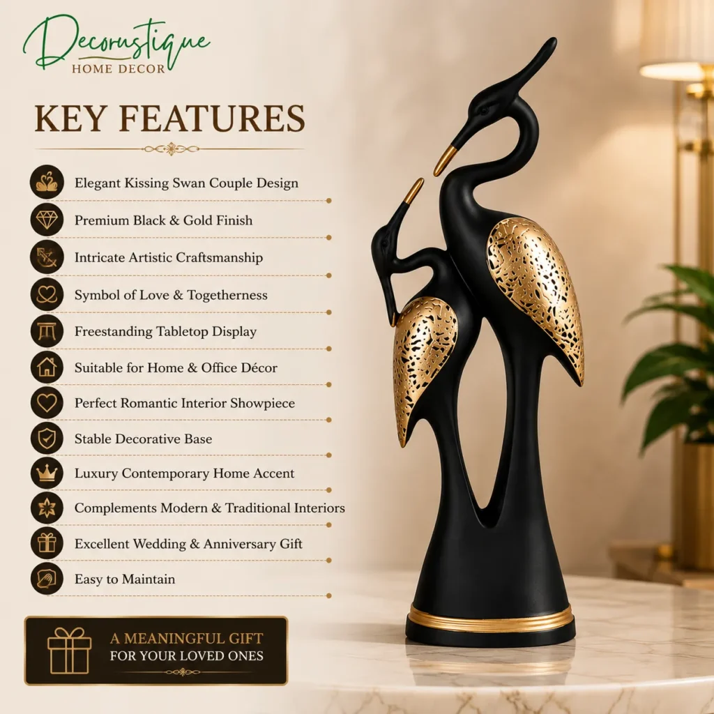 kissing swan showpiece