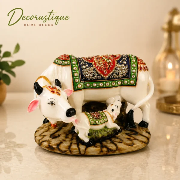 Kamdhenu Cow and Calf Decorative Showpiece