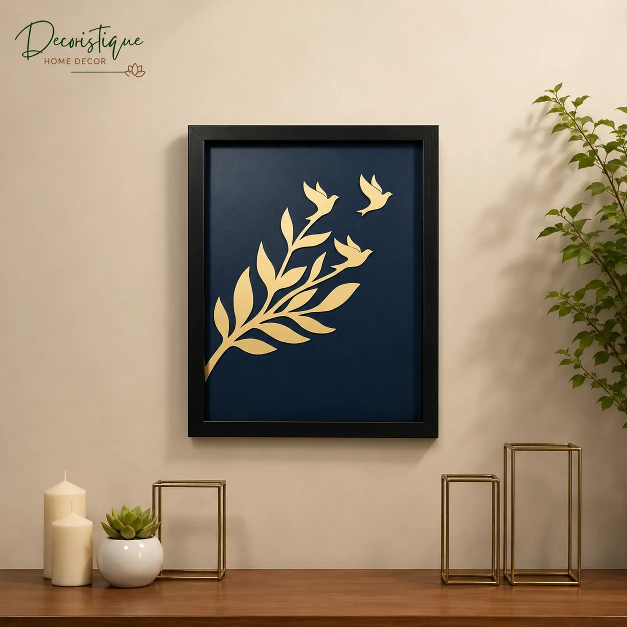 Luxury 3D Leaf & Birds Wall Art Frame leaf wall decor