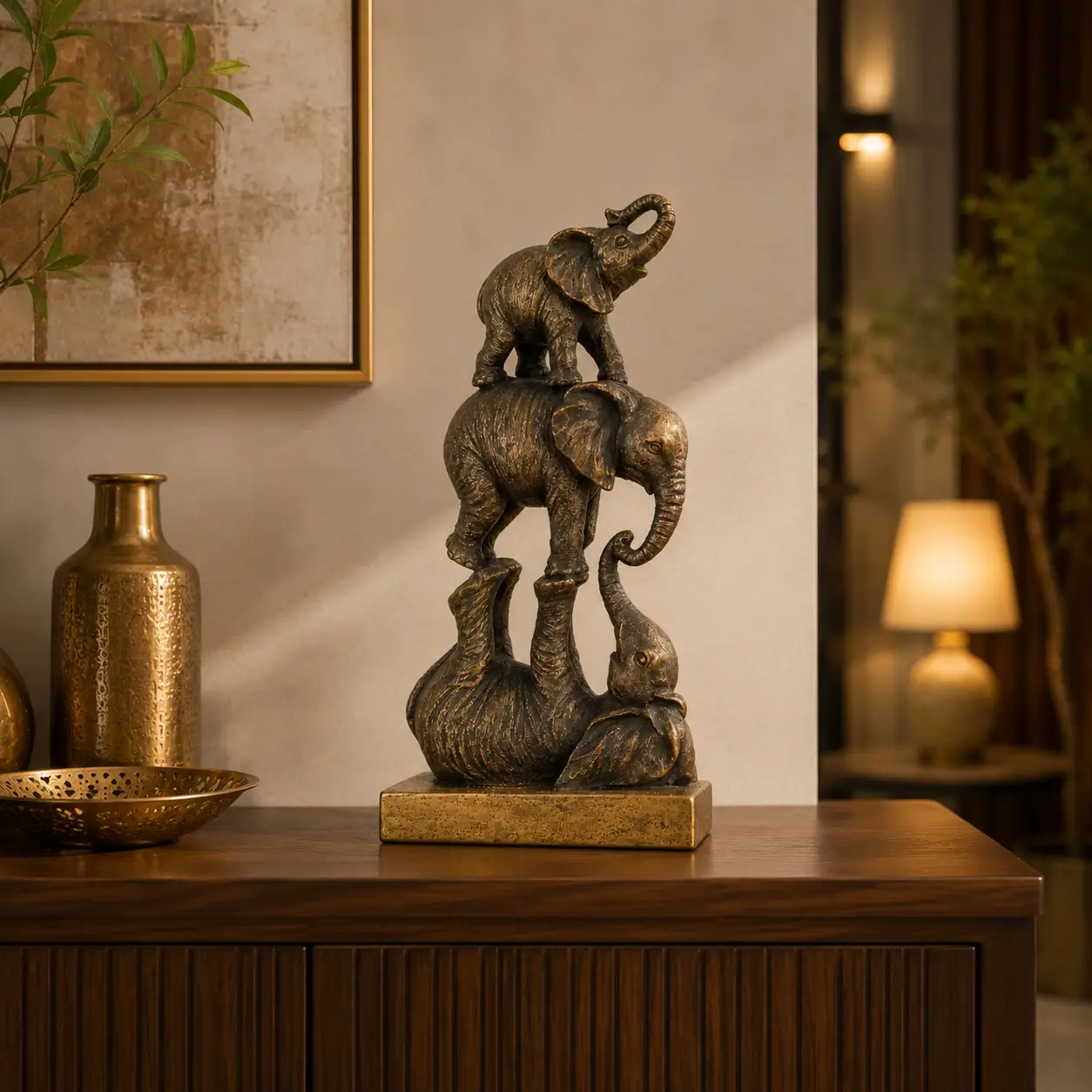 Premium Stacked Elephant Showpiece