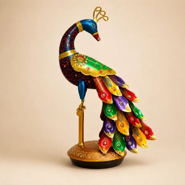 Royal Peacock Showpiece – Premium Resin Decorative Peacock Statue for Home & Office Décor