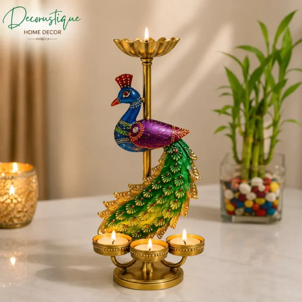 metal peacock candle holder